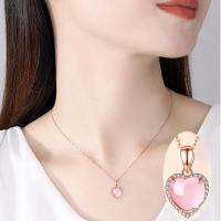 爱心满钻芙蓉石项链[配证书] 彩金色芙蓉石玫瑰金吊坠项链女ins不掉色锁骨学生日韩版简约礼物