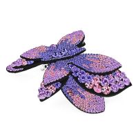 翩翩起舞发夹紫色 大发夹水钻蝴蝶弹簧夹简约发卡马尾夹子韩国扎头盘发横夹顶夹饰品