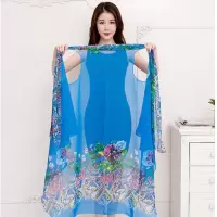 腰果-宝蓝A 超大披肩女春夏外搭韩版百搭纱巾百变长款丝巾防晒雪纺围巾沙滩巾
