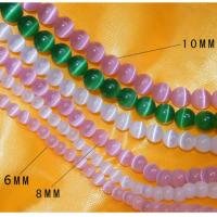 白6毫米40厘米 水晶猫眼石项链女串珠饰品吊坠日韩版短款珍珠锁骨链毛衣链送妈妈
