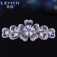 紫色(配送礼盒) 发夹水钻韩国女士夹子发卡头饰妈妈款优雅水晶高档头花横夹马尾夹