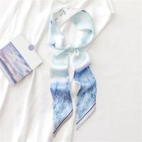 北国大雁斜角-浅蓝 小丝巾女窄长条春秋百搭丝带复古法式扎头发带绑发飘带腰带搭西装