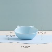 小号天空蓝(零食碗) 猫碗陶瓷猫粮碗饭护颈水碗狗猫咪食碗宠物幼猫食盆陶瓷卡通小q碗