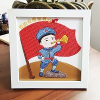 党的光辉照我心+送画框 儿童贴钻画手工材料包小学生diy钻石画节日小礼物益智玩具钻石绣