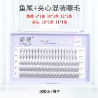 五排夹心+鱼尾 送一次性胶水+镊子 五排A字睫毛混装假眼睫毛单簇假睫毛自然仿真自己嫁接嫁接朵毛套