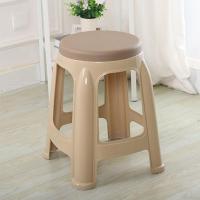 加厚 卡其色(高46厘米)带脚垫 1个装 北欧塑料凳子加厚家用高凳客厅经济型简约胶凳创意时尚圆凳板凳