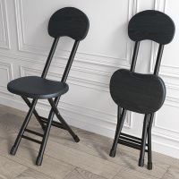 黑色-黑木板-加厚加固[木底托] 折叠椅子家用办公椅会议椅餐椅便携简易凳子电脑椅宿舍休闲靠背椅