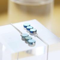 一对蓝色 长款耳线女时尚简约个性几何渐变色耳坠流苏耳环百搭耳饰品女