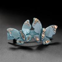 [蓝绿色]蝴蝶发夹 发夹女成人蝴蝶发卡弹簧夹后脑勺顶夹优雅水钻头发饰一字夹送妈妈