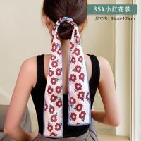 35小红花 发带女绑发丝带头饰小丝巾发箍复古法式头绳飘带马尾超仙头发绑带