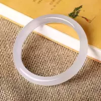 特价处理圈口随机有瑕疵 52-54mm建议80-90斤 天然真品冰种白玛瑙玉髓手镯古风旺夫真玉手镯女款虎年春节情人节