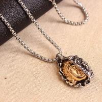 魔佛金色 潮男士项链个性霸气钛钢半佛魔一念之间吊坠复古嘻哈挂件配饰