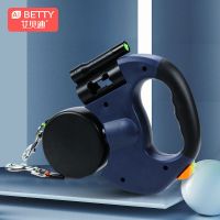 双头自动牵引绳升级(带灯和拾便袋收纳)-夜光黑色[送拾便袋] 3米 一拖二自动牵引绳宠物双头伸缩狗链子两个狗狗两只狗二合