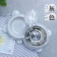 哈奇双碗灰色 小熊款 宠物自动饮水器自动喂食器猫狗喝水器猫咪饮水机中小型犬宠物狗碗