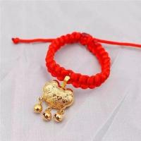 B款·红编绳有声 M-中型 泰迪比熊生日礼物喜庆饰品宠物长命富贵金锁猫狗铃铛长命 锁项圈