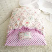 粉色[四季款] S[3斤幼猫幼犬内] 日式小被子宠物猫睡袋狗窝猫窝冬床猫咪窝保暖四季通用可拆洗