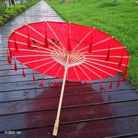 大红色+红流苏 竹杆 汉服道具工艺流苏伞汉服伞吊顶装饰伞手工伞拍照摄影古风伞舞蹈伞