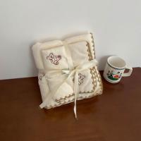 刺绣小熊毛巾浴巾子母套装 米白 ins小熊浴巾毛巾套装家用浴室柔软吸水速干浴袍学生宿舍印花毛巾