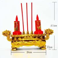 新款LED双龙招财炉(电池款) LED电子蜡烛摇摆灯供佛财神灯长明灯插电香炉烛台