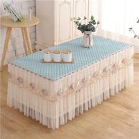 荷塘月色蓝色柔纱款 宽40*长50*高40cm 茶几桌布长方形布艺蕾丝餐桌垫客厅茶几套罩家用欧式电视柜防尘罩