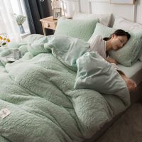 夏绿 1.2床被套150*200cm四件套 加厚羊羔绒四件套冬季加绒床单被套法兰绒珊瑚绒床上三件套