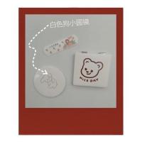 白色狗小圆镜[圆形单面镜] ins小镜子随身折叠可爱化妆镜便携手持迷你随身少女心双面翻盖式