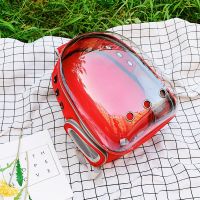 侧开全景红色透明 宠物背包侧开猫包太空舱狗包双肩背包兔子猫咪背包装猫外出旅行包