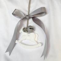 灰丝带款 AM手作铃铛小马汽车扩香石挂件后视镜吊坠香薰车载精油香水饰品女