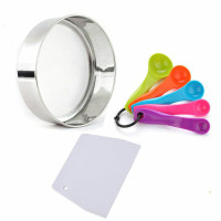 [3件套]粉筛+量勺+切刀+打蛋器 电动打蛋器电子称 量勺刮板面粉筛套装打蛋机奶油搅拌机 烘焙工具