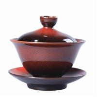 窑变红盖碗 盖碗功夫茶杯单个茶碗茶具窑变泡茶碗陶瓷三才碗手抓壶家用泡茶器