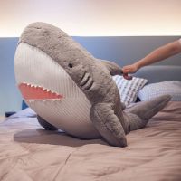 灰色 60cm 鲨鱼靠枕抱枕长条枕头女生睡觉夹腿侧睡床头靠垫大靠背男生款床上