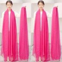 素色玫红[2米长1.45米宽] 杭州故事丝巾春秋冬季女长款纱巾夏韩版防晒沙滩巾保暖围巾披肩