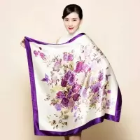 图1 丝绸缎面90大方巾头巾领巾围巾围脖披肩女丝巾90CM沙滩巾防晒巾