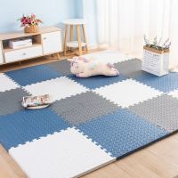 白色+灰色+藏青色环保送边条 30*30*1.2厘米树叶纹16片装 宝宝爬行垫儿童泡沫地垫拼图拼接地板垫子加厚泡沫垫60