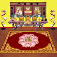 单朵莲花 80x80厘米 寺院佛堂地毯莲花荷花跪拜垫寺庙祠堂法会仙家打坐禅修毯禅意中式