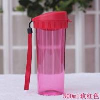 500ml玫红色+杯帖杯刷 特百惠水杯380ml防漏带盖滤网提绳茶韵500/430ml杯子潮流大童两用