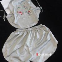 灰色 苏绣刺绣名族风成人肚兜女内衣双层苏州丝绸性感睡衣古风绣花背心