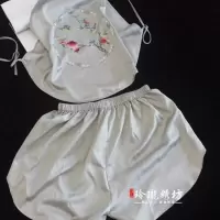 灰色 苏绣刺绣名族风成人肚兜女内衣双层苏州丝绸性感睡衣古风绣花背心