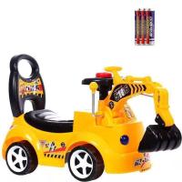 黄色升级款灯光音乐送电池 挖土机挖掘机大号可坐儿童电动车可坐四轮扭扭车儿童玩具车可坐人
