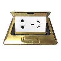 铜拉丝(不锈钢) 五孔10A 梅兰日兰不锈钢铜防水无阻尼多功能家用地板地面地插座五孔弹起式