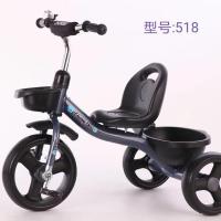 普通黑色款 儿童手推三轮车轻便脚踏车1-3-6岁大号单车自行车男女宝宝手推车