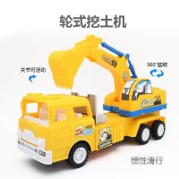 万佳乐轮式组合挖土机915 仿真挖土机玩具工程车吊车起重机男孩儿童惯性滑行打孔挖掘机模型