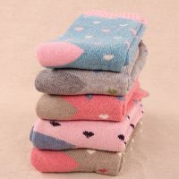 小爱心款 5双 5双 冬季袜子女士加厚加绒保暖中筒袜韩版月子秋冬天毛巾毛圈袜