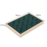 原木12位手镯盘墨绿色 实木首饰手镯展示托盘 珠宝玉器收纳盒手镯陈列展示道具展示架