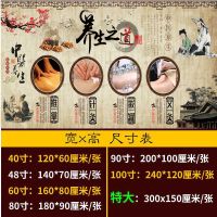 主图款-养生之道-推拿拔罐艾灸 60X120CM背面带胶 中医养生装饰画养生之道大挂图理疗广告背景墙贴推拿按摩艾灸海报