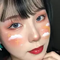 白色眼线膏油彩膏下眼线舞台妆拉丁舞万圣节cosplay玩妆云朵妆