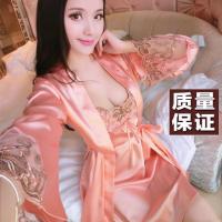 橘粉两件套 M 真丝性感睡裙两件套春夏季吊带秋冬真丝绸两件套丝绸睡袍睡衣套装