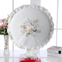 米白色 绣花电风扇罩防尘罩落地式家用创意布艺圆形全包风扇收纳保护罩子