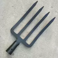 大号钢叉(黑色金色两种颜色随机发货) 农用工具松土叉子翻地神器四股钢叉四齿锰钢省力挖大葱叉开荒翻土