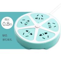 绿色 防雷家用办公多功能插座智能长线多开关多孔带USB夜灯插板
